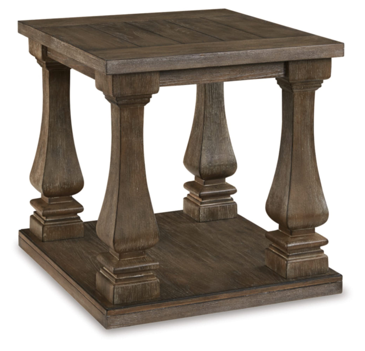 Modern Country Rectangular End Table, Weathered Brown