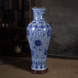 Flower Vase Ceramic Floor Vase Antiblue and White Porcelain Vase Living Room Decoration