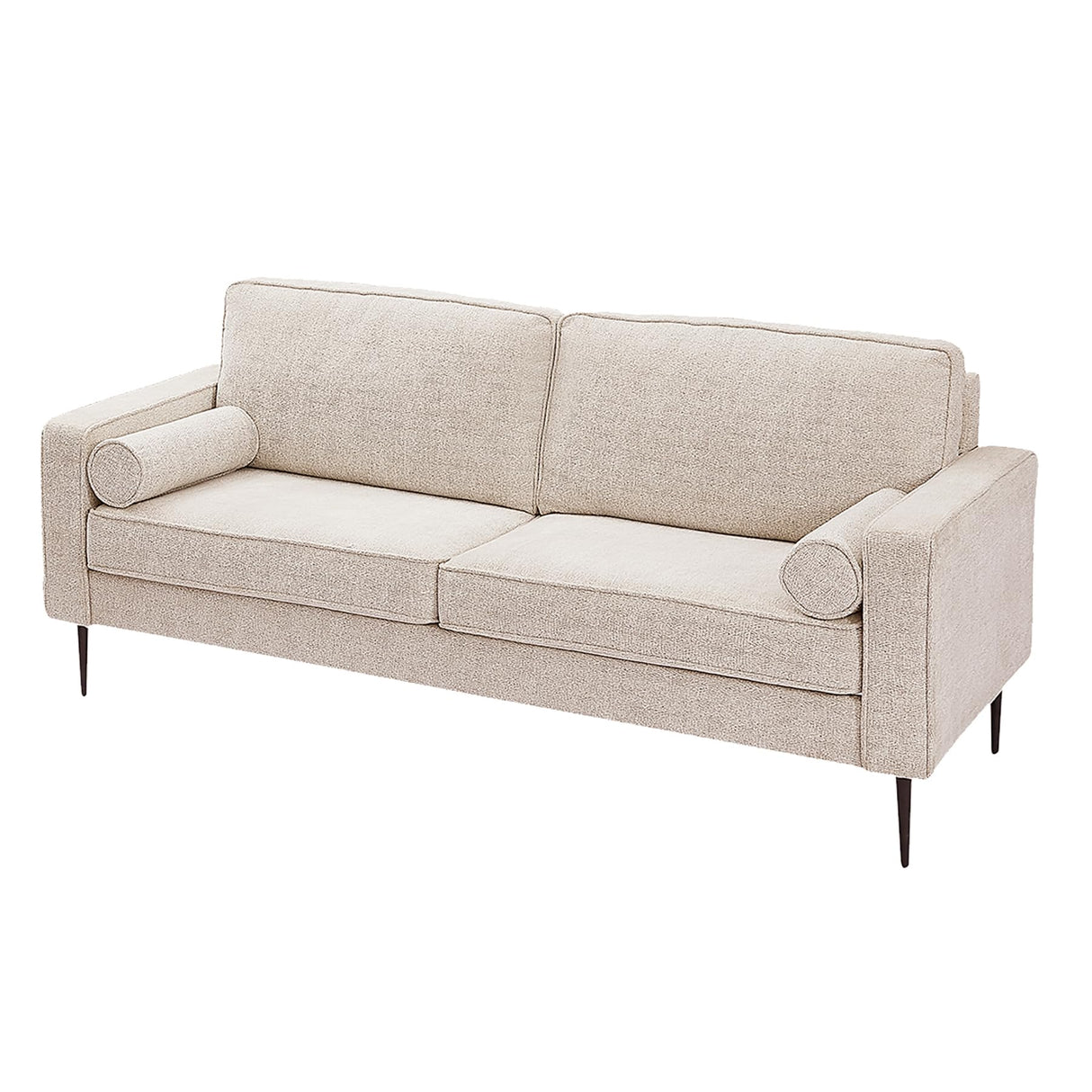 57" W Loveseat Sofa with Washable Cover, Small Couch for Small Space, Upholstered Love seat Couch with 2 Pillows, Mid Century Modern Sofa for Living Room, Bedroom, Office, Apartment, Beige