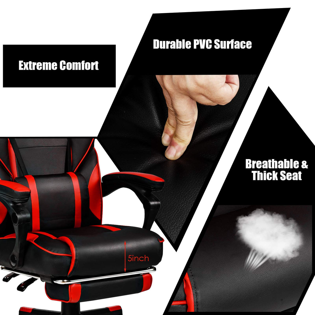 Gaming Chair Adjustable High Back PU Computer Chair