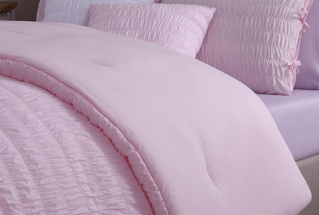 Queen Comforter Set, Reversible Cotton Bedding with Matching Shams, Vintage-Inspired