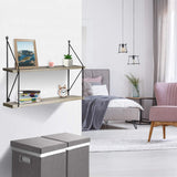 Floating Shelf with Metal Brackets — Wall Mounted Rustic Wood Wall Storage