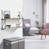 Floating Shelf with Metal Brackets — Wall Mounted Rustic Wood Wall Storage