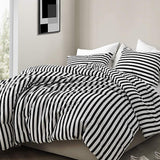 Striped Comforter Set Queen 3Pcs Black White Bedding Comforter Sets Farmhouse