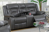 Leatherette Motion Cup Holder Loveseat, Dark Brown