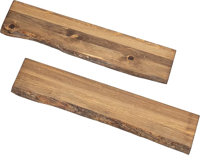 36” Sustainable Sunset Cedar Live Edge Wood Shelf (Wood Only) 2-Pack