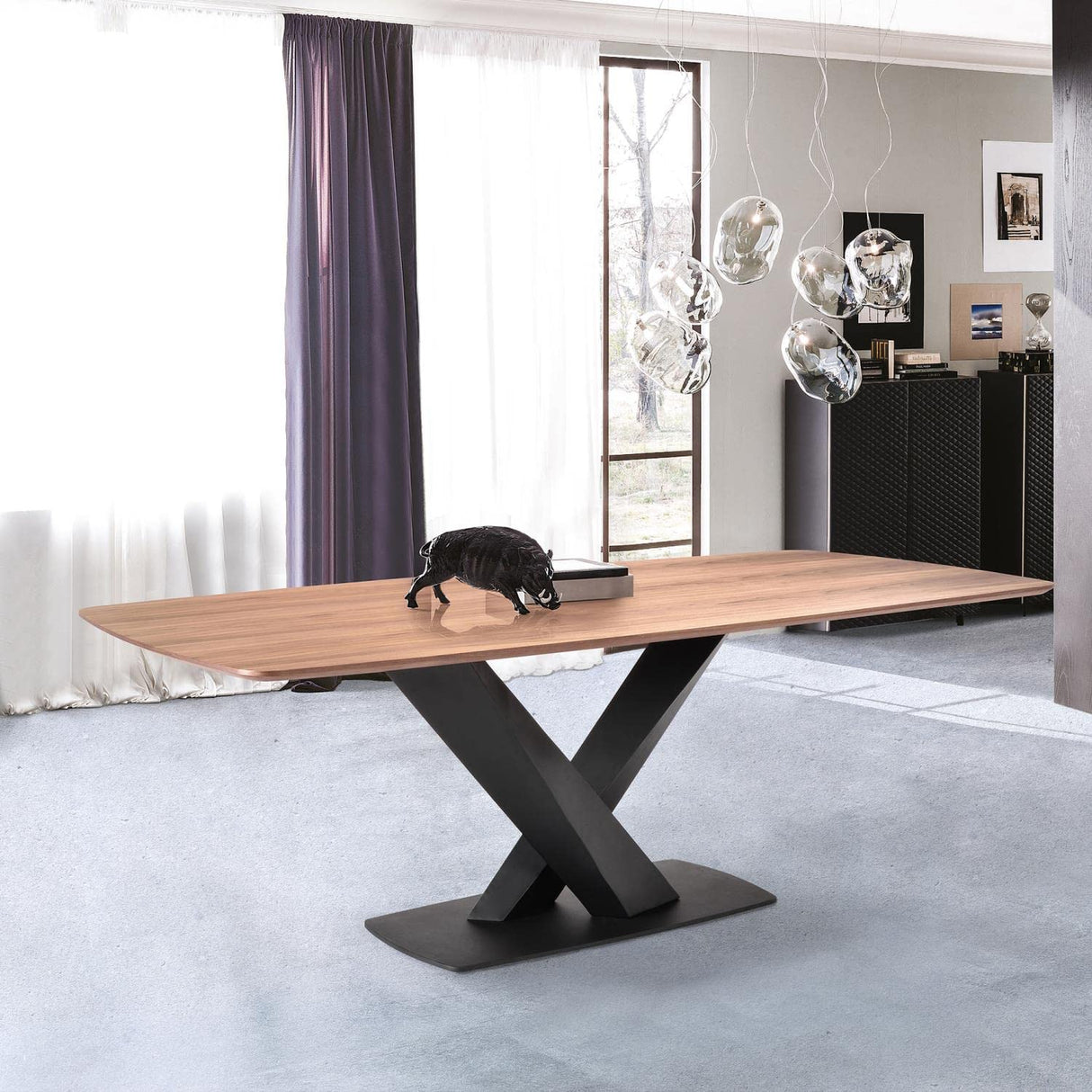 Everett Dining Table, Matte Black, 87 x 30 x 43.5