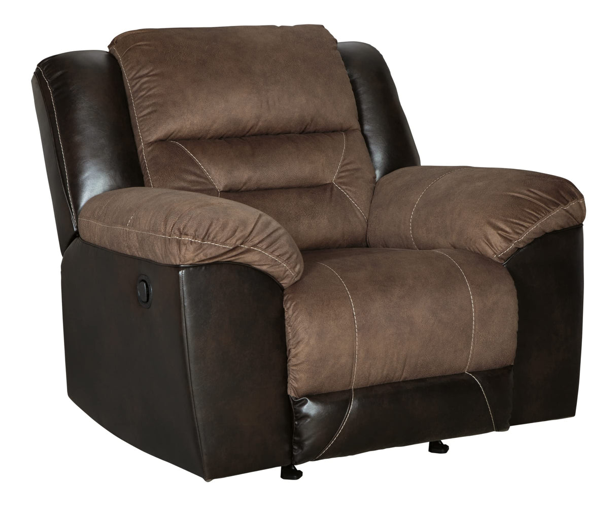 Earhart Faux Leather Manual Rocker Recliner, Brown