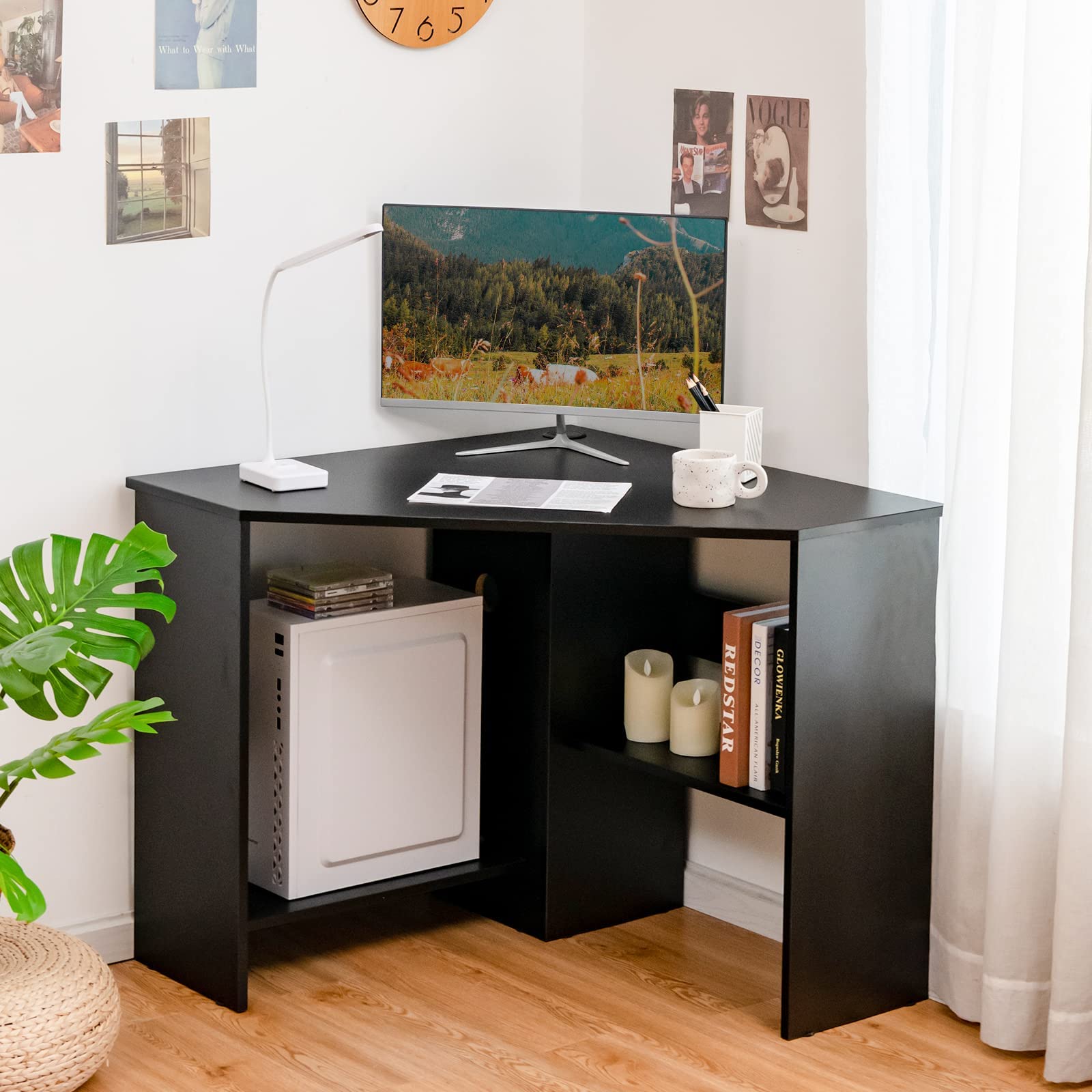 Corner Desk, 90 Degrees Triangle Corner Computer Desk for Small Space, Bedroom Corner