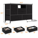 8 Dresser TV Stand with Power Outlet & LED for 55'' TV, Long Dresser for Bedroom