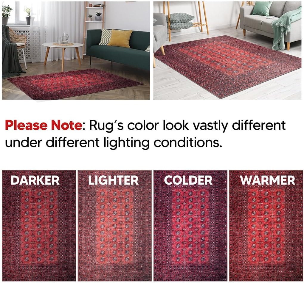 Machine Washable Area Rugs with Non-Slip Backing, Ideal for Hallway, Living Room,