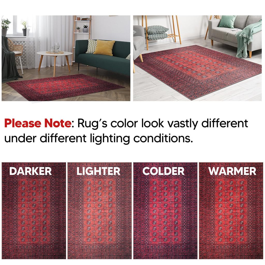 Machine Washable Area Rugs with Non-Slip Backing, Ideal for Hallway, Living Room,