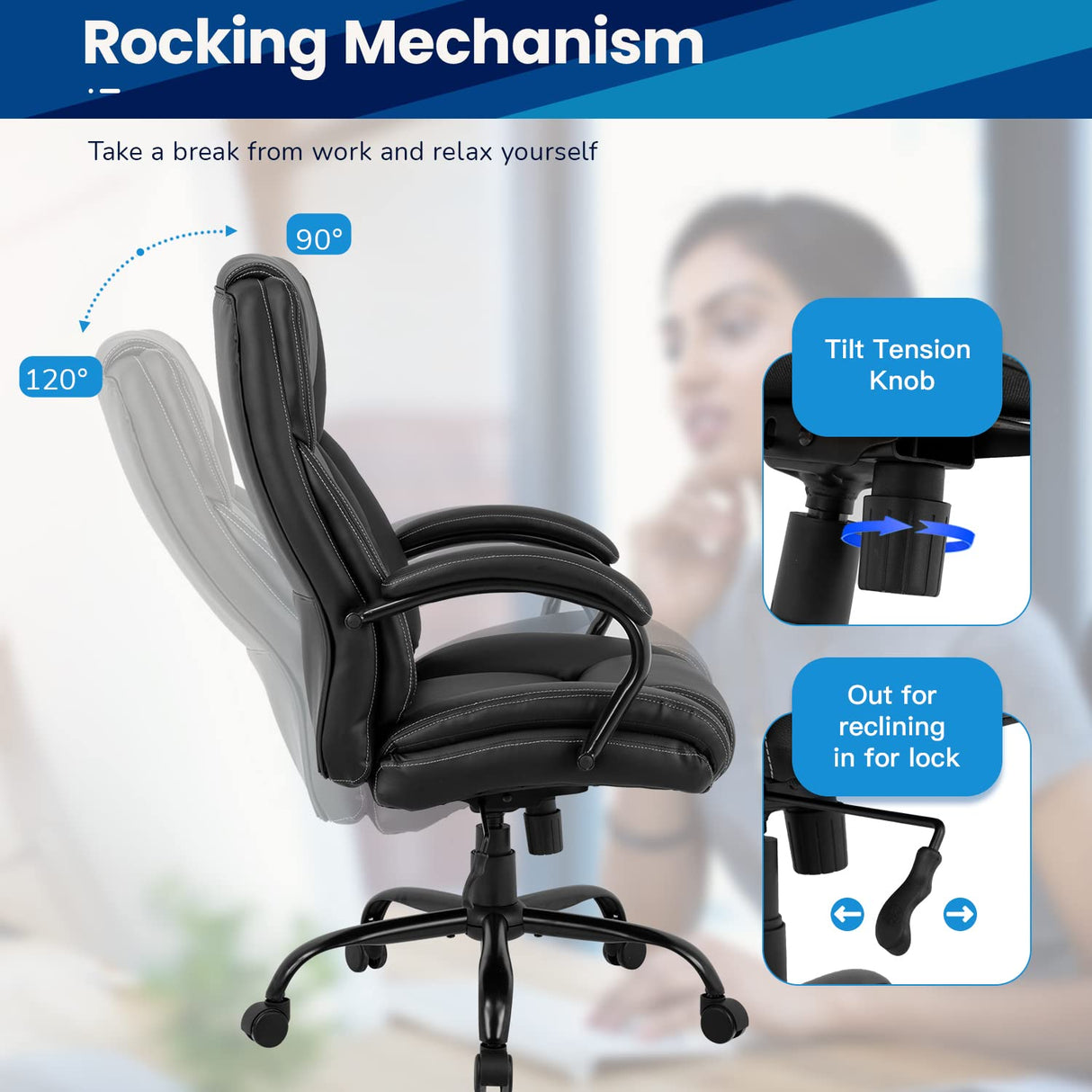 Big and Tall Office Chair 500lbs Cheap Desk Chair Ergonomic Computer Chair High Back