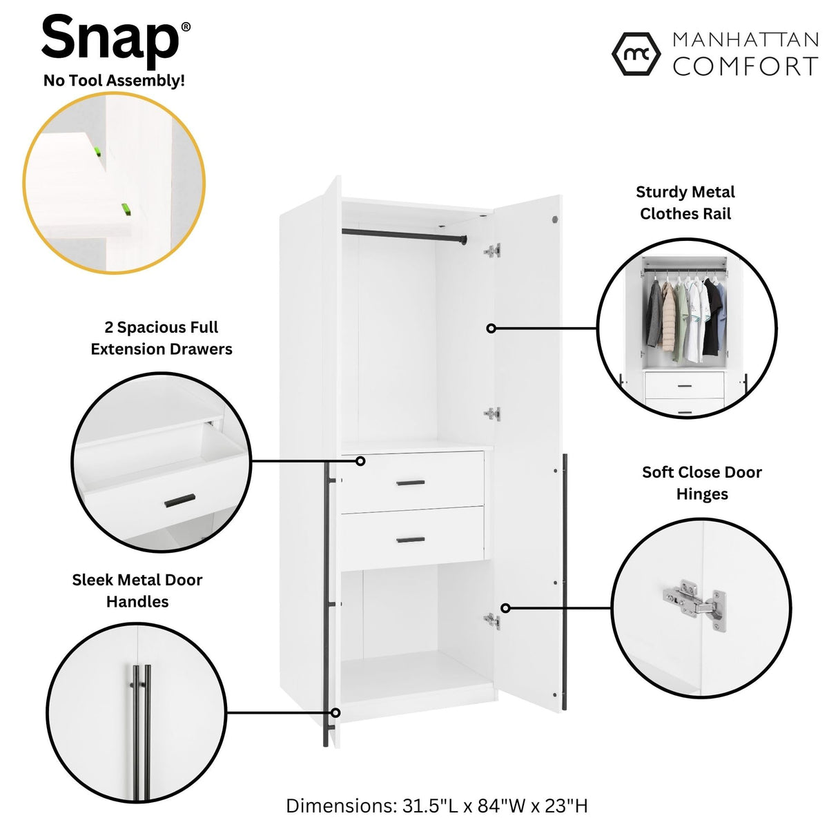 Lee Modern Freestanding Wardrobe Closet 2.0 | Space-Saving Design