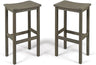 Caribbean Outdoor 30" Acacia Wood Barstools, 2-Pcs Set, Grey Finish