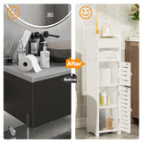 Small Bathroom Storage Cabinet with Door, Floor Cabinet Unit with Adjustable Shelves,