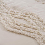 EVERGRACE King Size Comforter Set 7 Pieces Bed in a Bag for College Dorm, Beige Tufted Shabby Chic Boho Comforter and Sheet Set with Pom Pom Textured, Soft Fluffy Farmhouse Complete Bedding Set