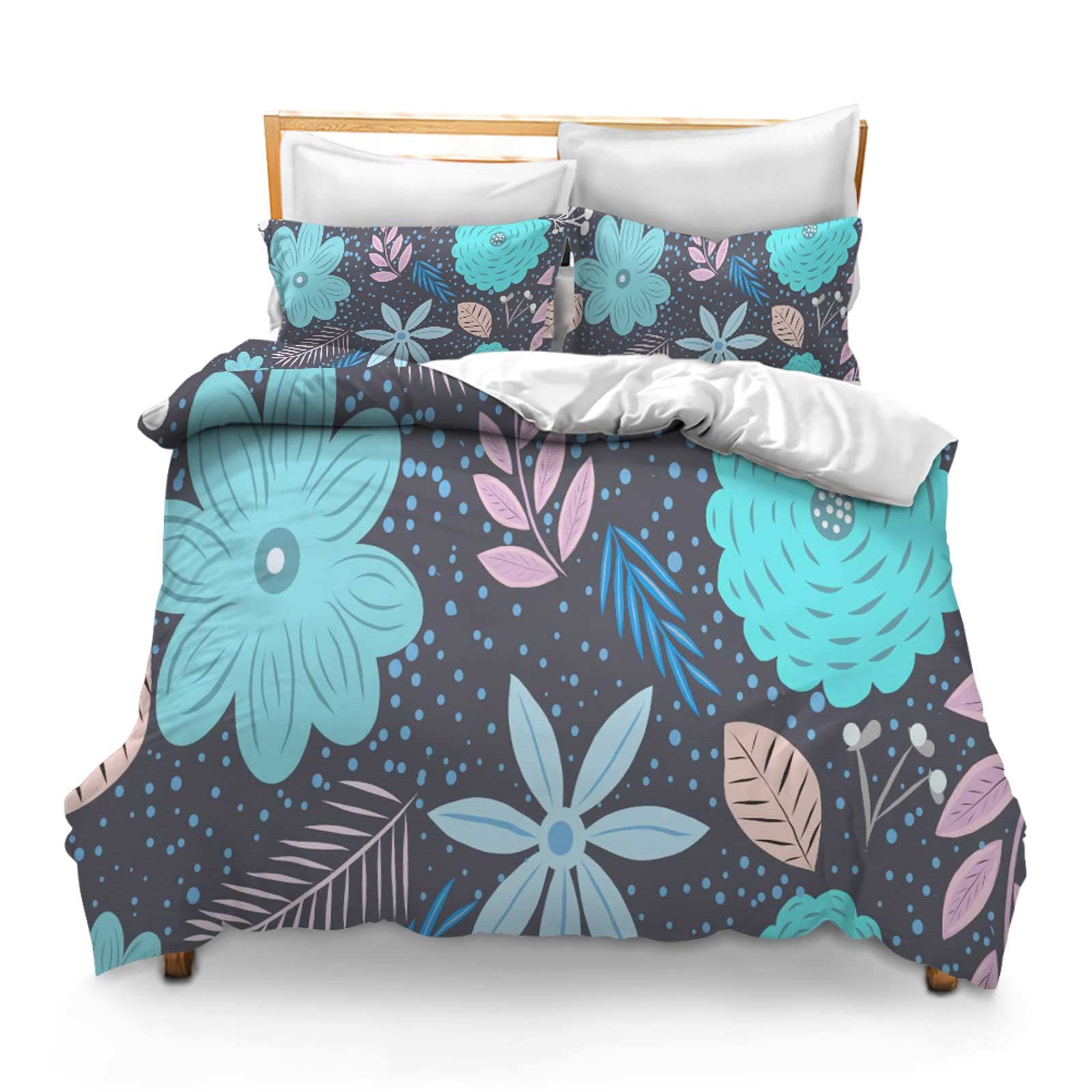 Comforter Cover Set with 2 Pillow Shams Lightweight Full Pattern Nature Color Banner