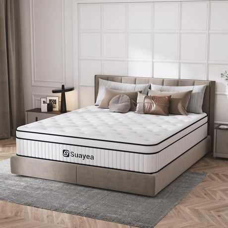 King Mattress, 14 Inch King Size Mattress in a Box, Hybrid Matterss King with Pocket Spring and Soft Foam