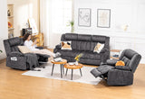 Manual Recliner Chair Set，Fabric Reclining Sofa Chair with Cup Holders,