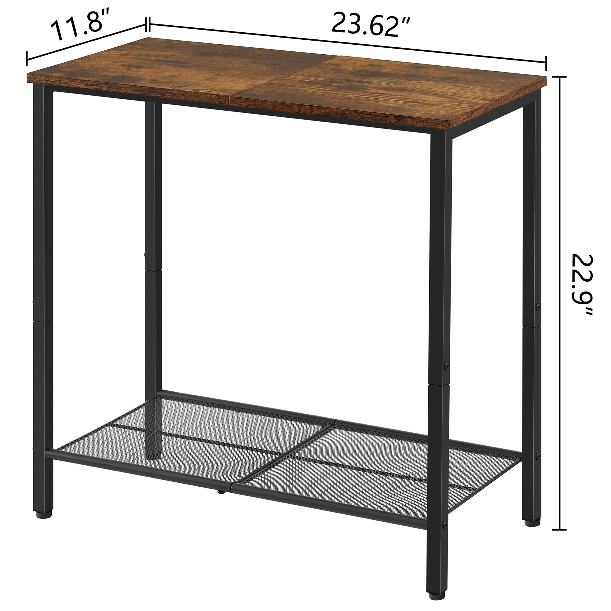 2 Tier End Table, Sofa Side Table, Narrow Side Table with Storage, Slim Nightstand