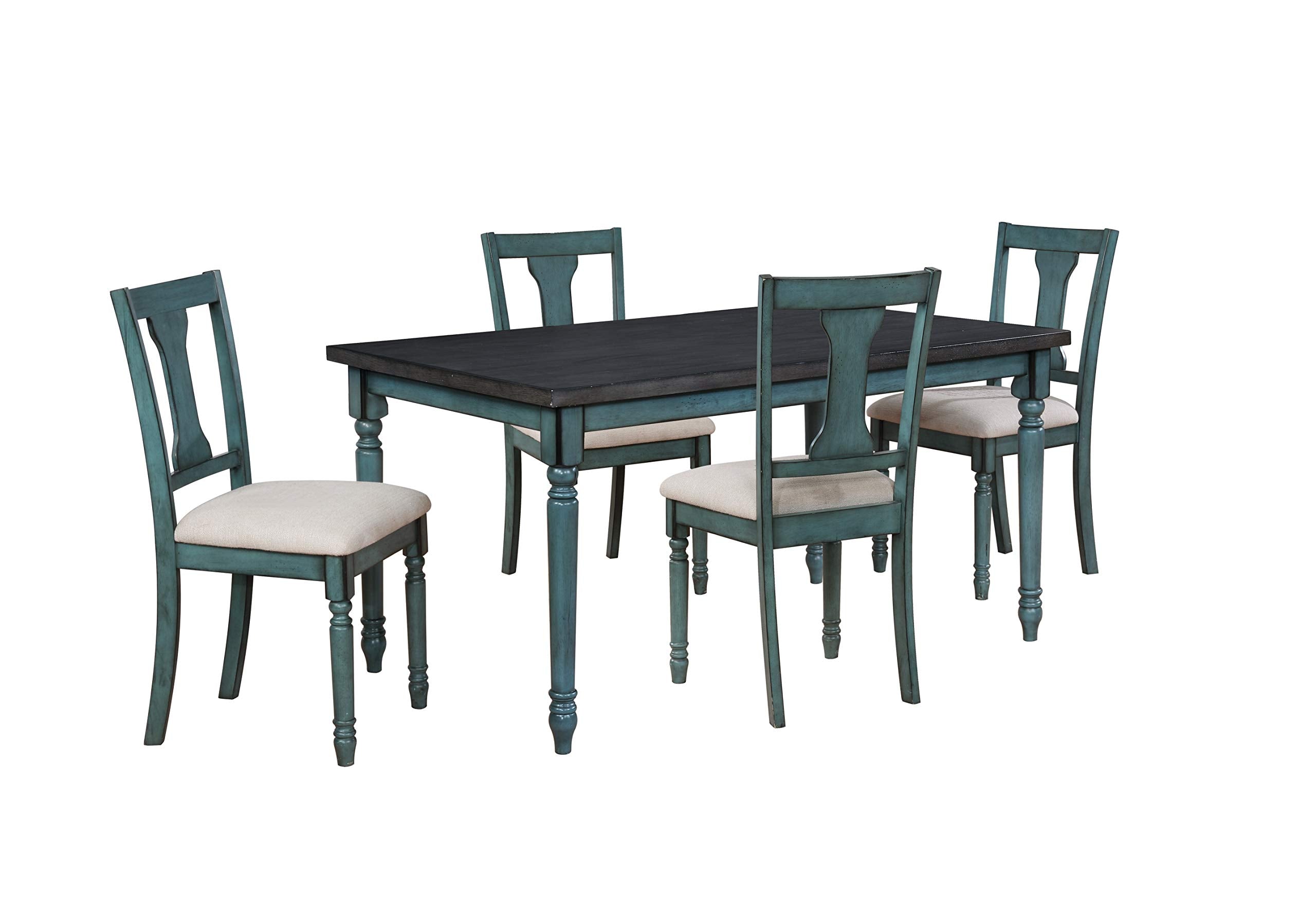 Willow 5-Piece Teal Dining Set - Modern Table and Chairs