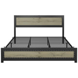 Full Size Bed Frame, Platform Bed Frame with Charging Station