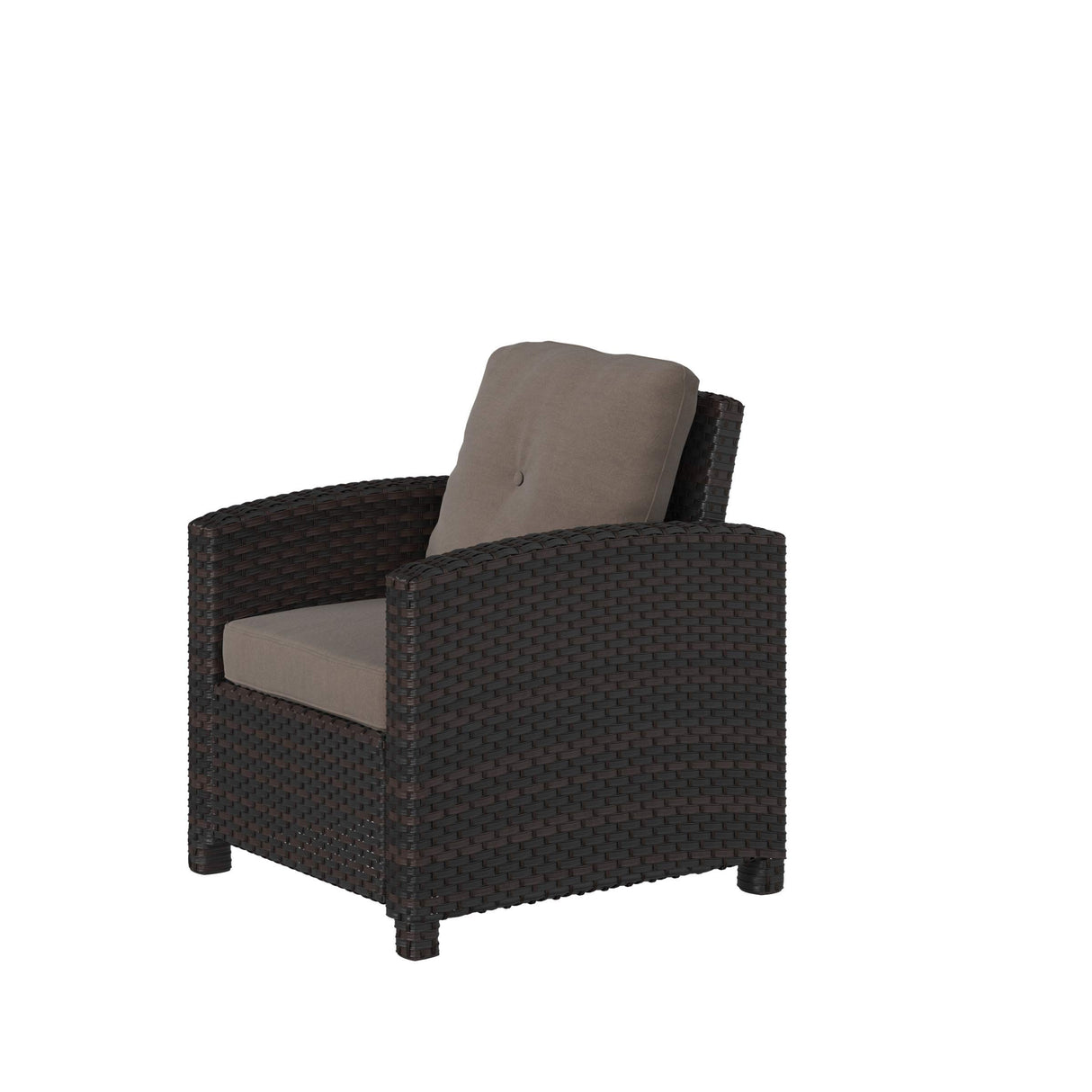 63361 Miles Club Chair Outdoor Club Chair Patio Armchair with Khaki Cushions All Weather Durability & Fade Resistant Outdoor Lawn Pool Side Garden Porch Deck Backyard - Mocha Wicker