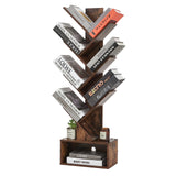 Tree Bookshelf, 6-Tier Book Shelf, Wooden Bookshelves Storage Organizer Shelves for