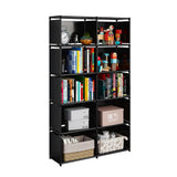 6-Tiers Portable Bookshelf with Fabric Cloth at Back, 10 Cube Closet Storage Organizer Bookcase