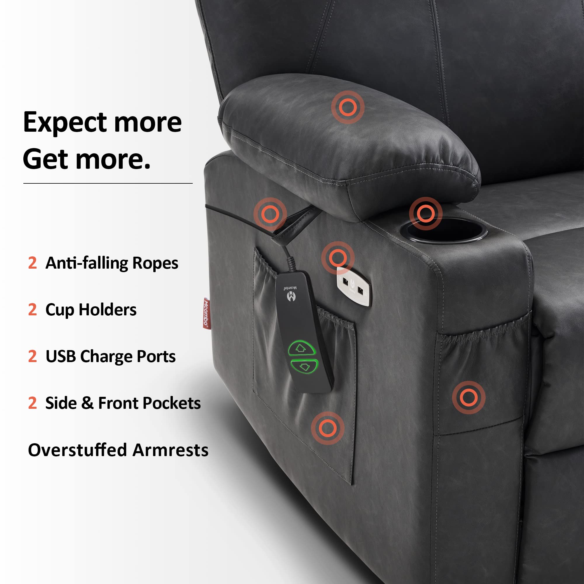 ComfortRise Power Lift Recliner Chair – Vibration, Cup Holders & Extended Footrest