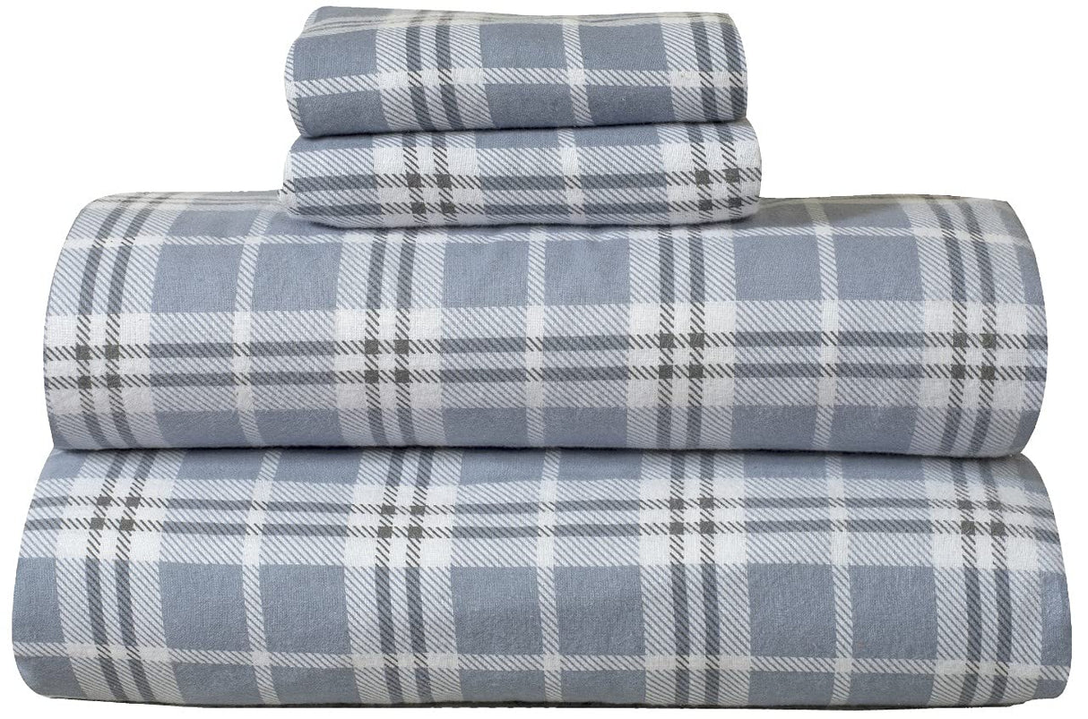 4 Piece 100% Cotton Flannel Sheet Set Queen - High GSM Deep Pockets,