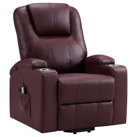 Coaster Home Furnishings Armstrong Upholstered Power Lift Massage Recliner Wine Red