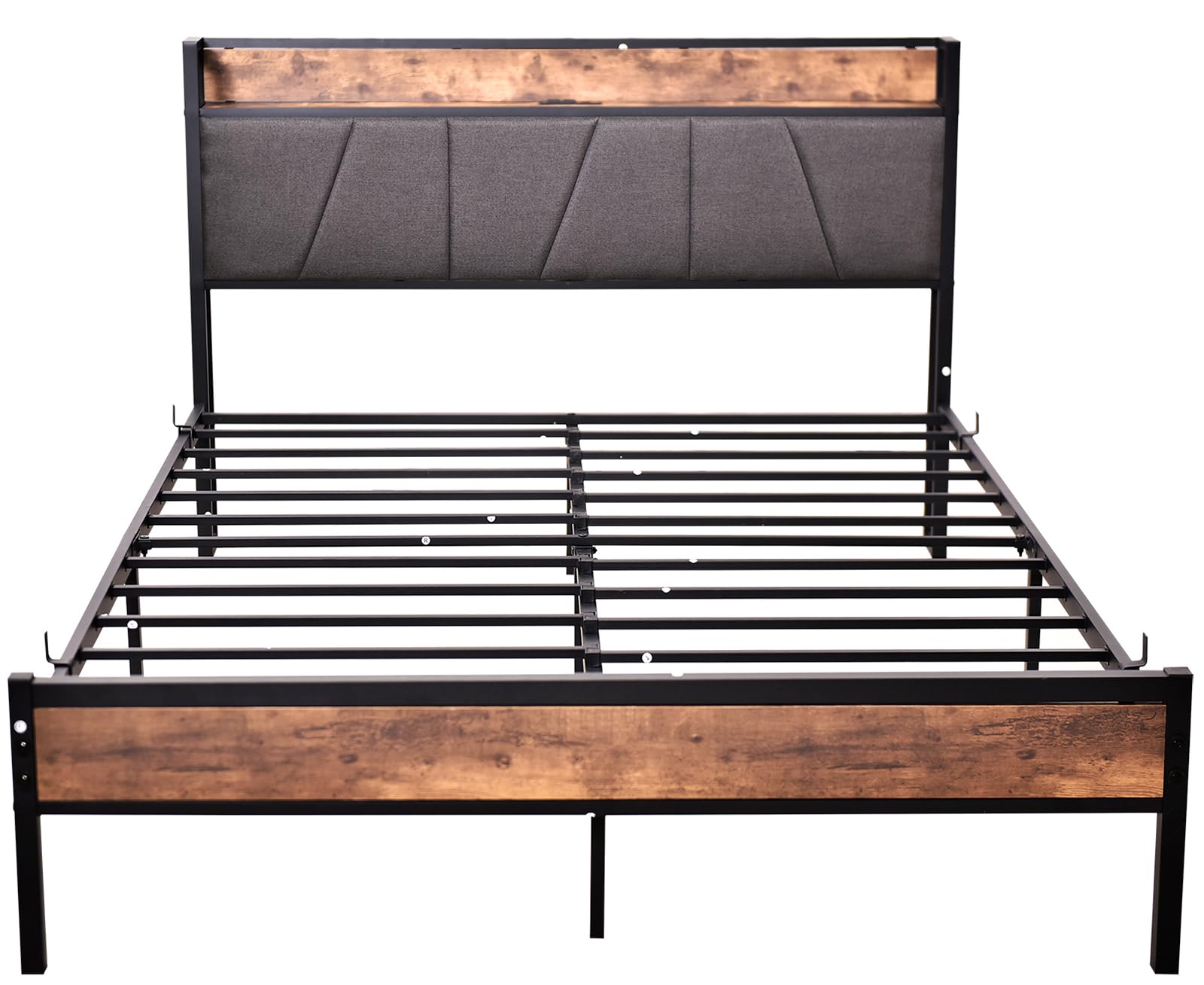 Headboard with Charging Station, Noise Free, Solid and Stable, No Box Spring Needed,