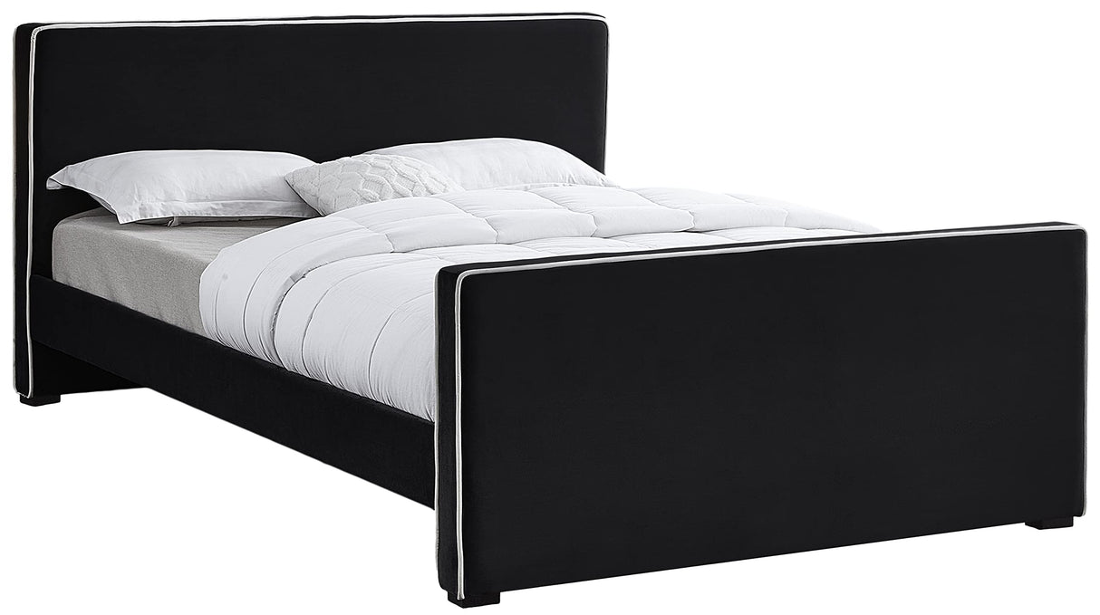 Dillard Collection Modern | Contemporary Velvet Upholstered Bed with Dark Espresso