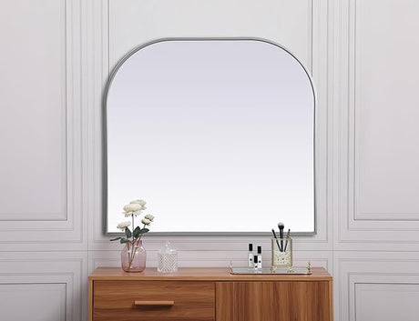 Decor Blaire 36x34 Arch Modern MDF Wood/Iron Mirror in Black