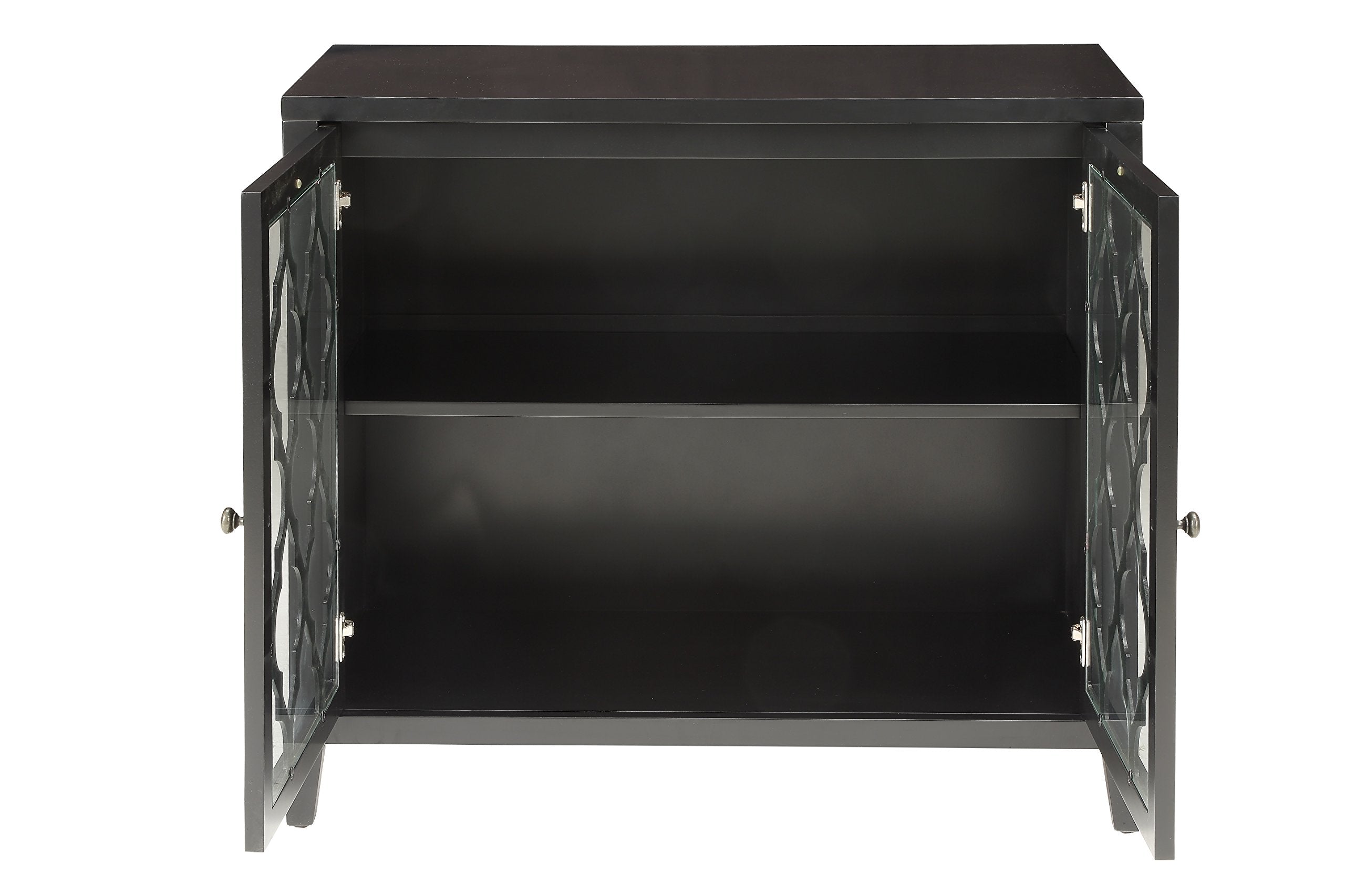 Ceara Storage Wooden Console Table with 2 Glass Doors in Black