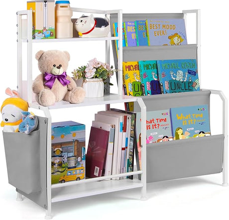 Bookshelf and Toy Storage Organizer, 3 Tier Book Shelf for Kids Rooms, Nursery Book