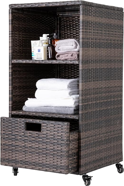 Outdoor Towel Cabinet, Pool Accessory Storage Organizer