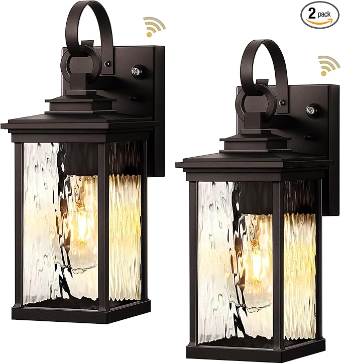 2 Pack Dusk to Dawn Outdoor Wall Sconce, Oil Rubbed Bronze Farmhouse Exterior Lighting