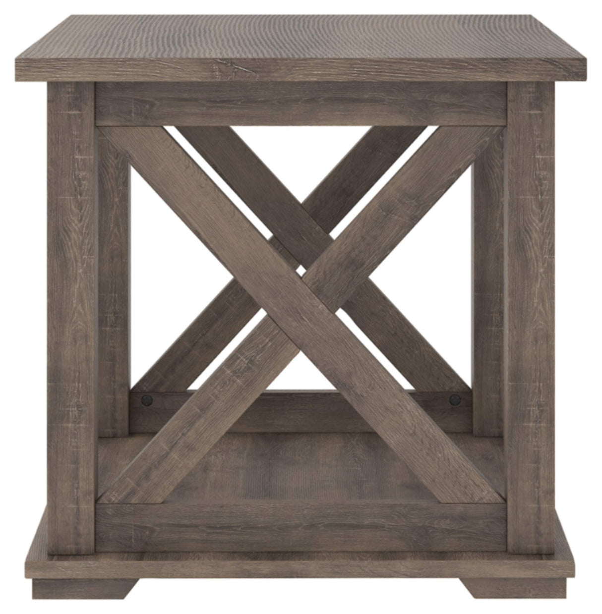 Arlenbry Farmhouse End Table with Crossbuck Details, Weathered Oak Brown