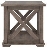 Arlenbry Farmhouse End Table with Crossbuck Details, Weathered Oak Brown