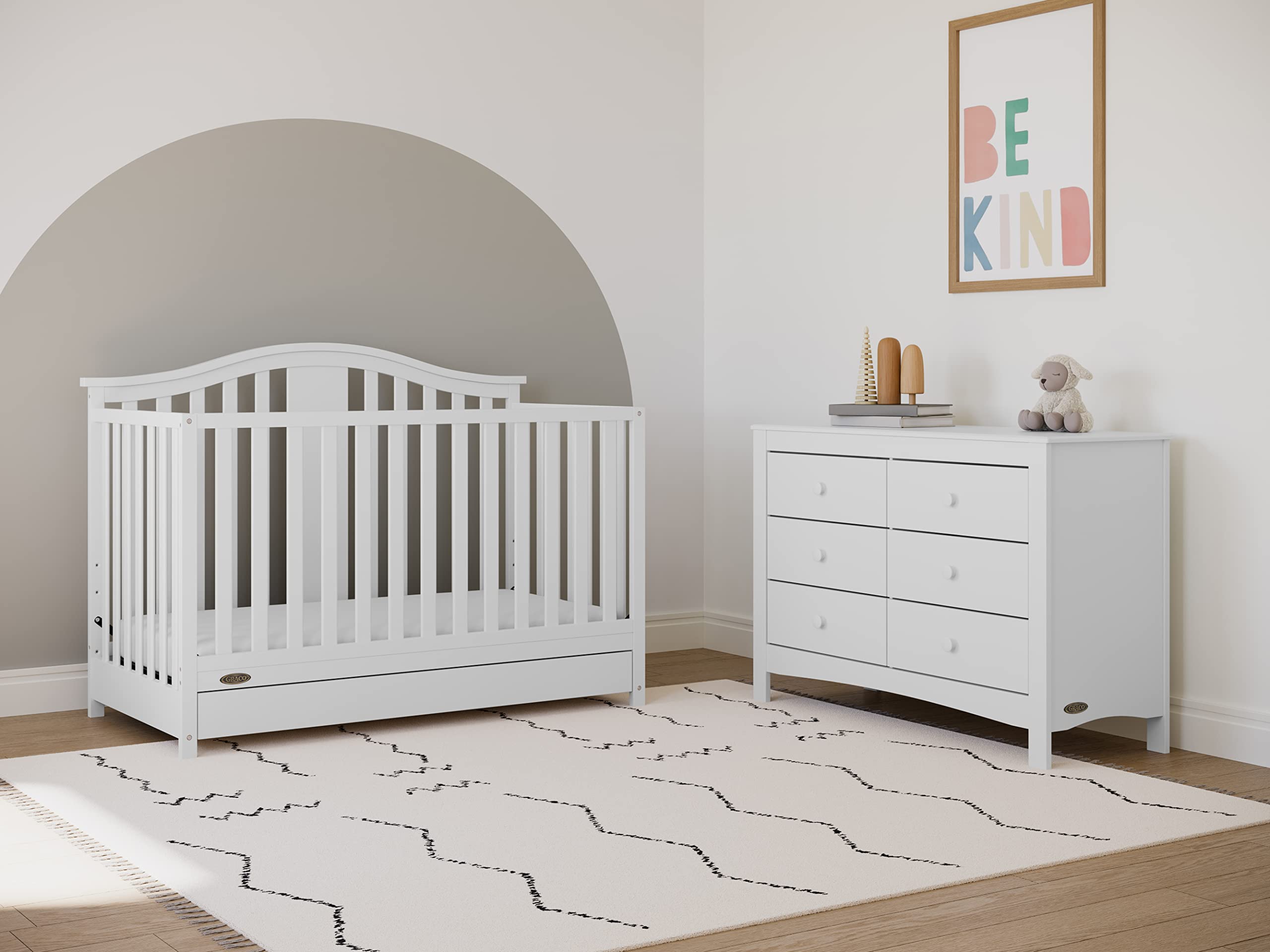 4-in-1 Convertible Crib with Drawer Combo (White) – GREENGUARD Gold