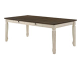 Fedele 2-Drawer Rectangular Wooden Dining Table in Weathered Oak and Cream