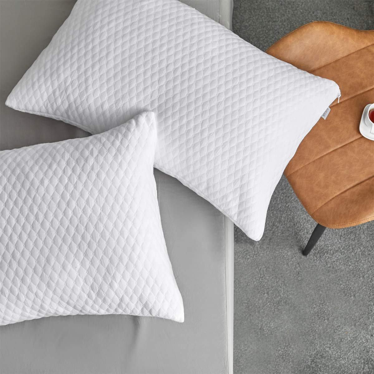 2 Pillows, Shredded Memory Foam Bed Pillows for Sleeping