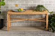 Cacaban Modern Bohemian Natural Brown Rattan Accent Bench