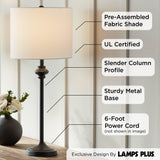 360 Lighting Lynn 26" Tall Skinny Buffet Modern Table Lamps Set of 2 Black Metal Fabric White Shade Living Room Bedroom Bedside Nightstand House Office Home Reading Kitchen Entryway Console Family