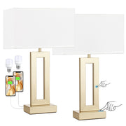 Bedroom Table Lamps Set of 2 - Touch Bedside Lamps with USB C+A, 3 Way Dimmable Gold Lamp for Nightstand,