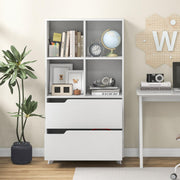 51" Tall Bookcase with 2 Drawers, 4-Tier Open Bookshelf