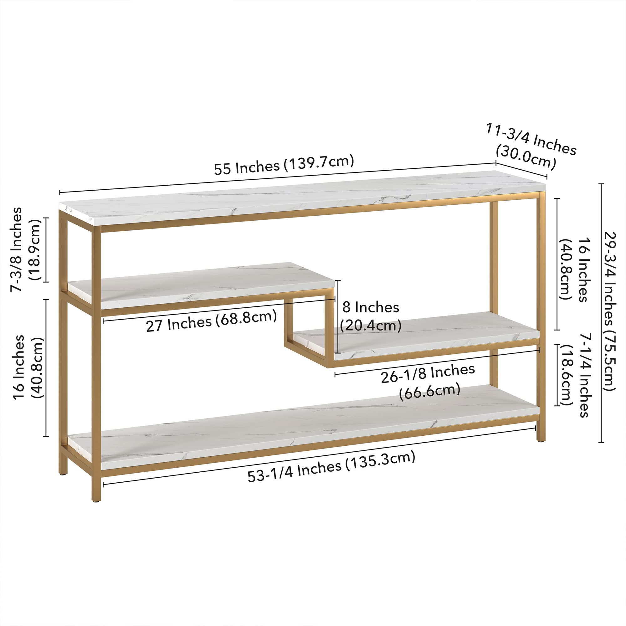 Mathis Console Table, 55" Wide, Gold